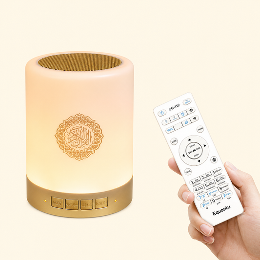 Beige night light  Speaker with remote control on a white background