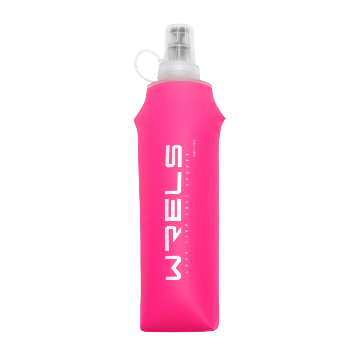 Pink flexible spray bottle with 'WELS' branding on a white background