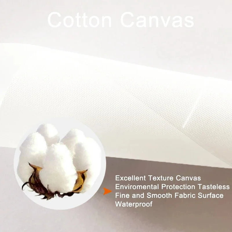 Cotton plant and fabric with text highlighting properties of cotton canvas.