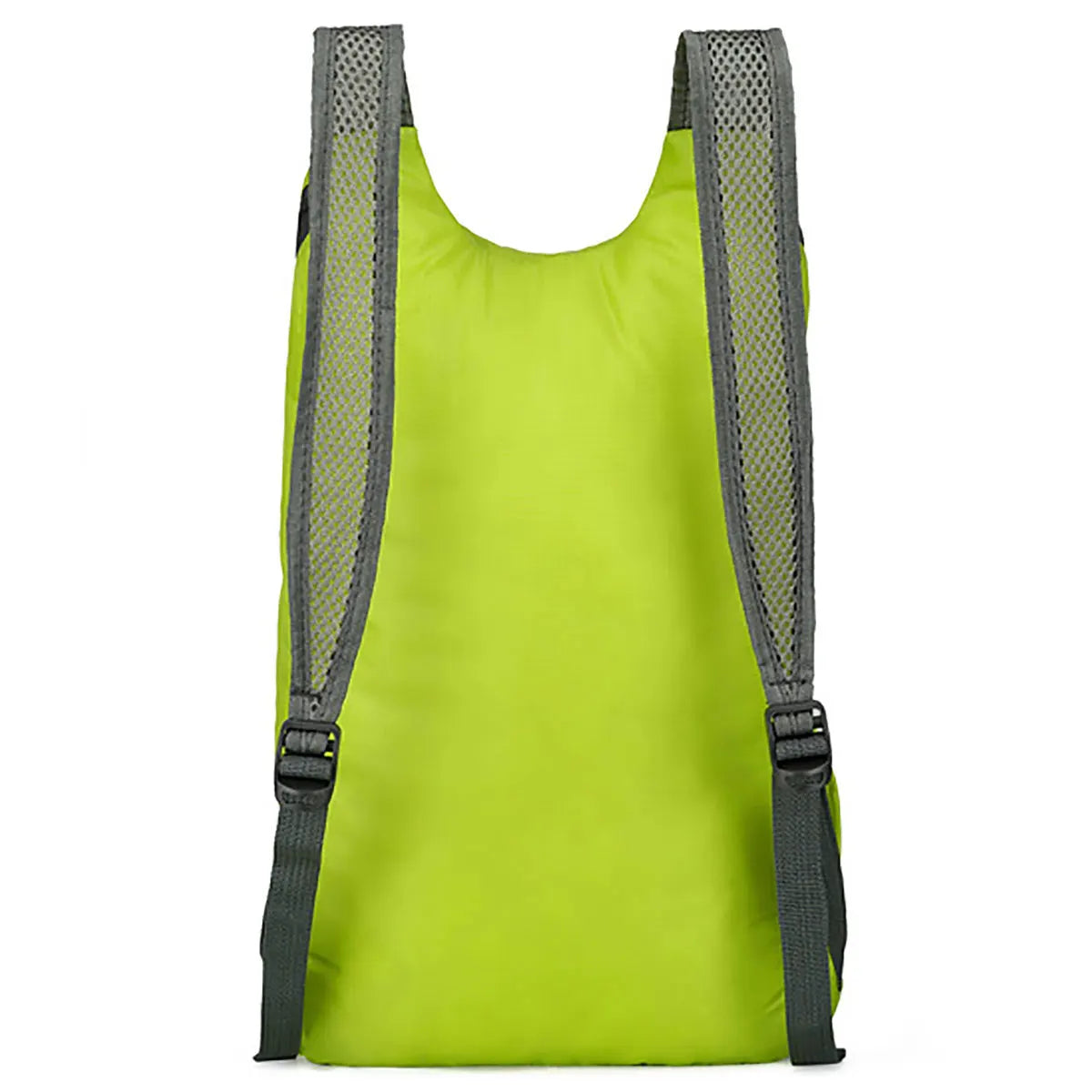 Green backpack with gray straps on a white background for hajj and umrah pilgrimage