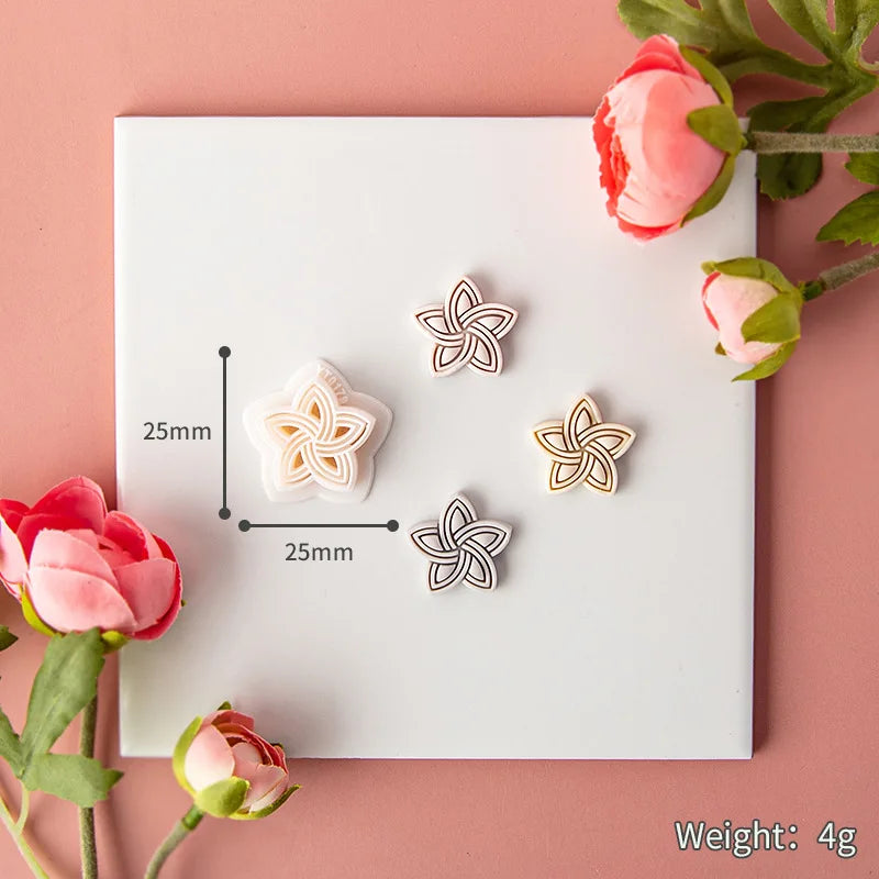Floral Clay Mould on a white card with pink flowers on a pink background