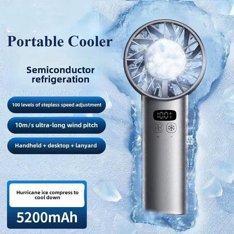 Portable cooler with semiconductor refrigeration technology on a icy background