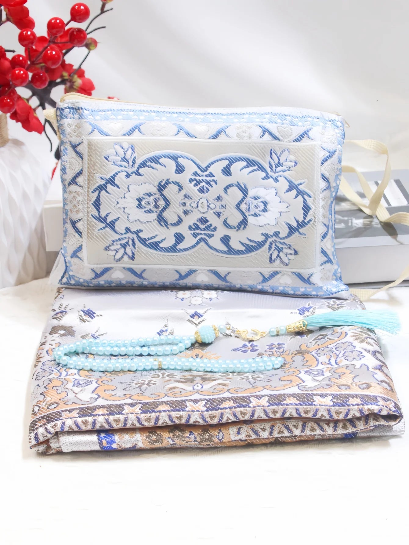 Premium Portable Prayer Rug With Prayer Beads