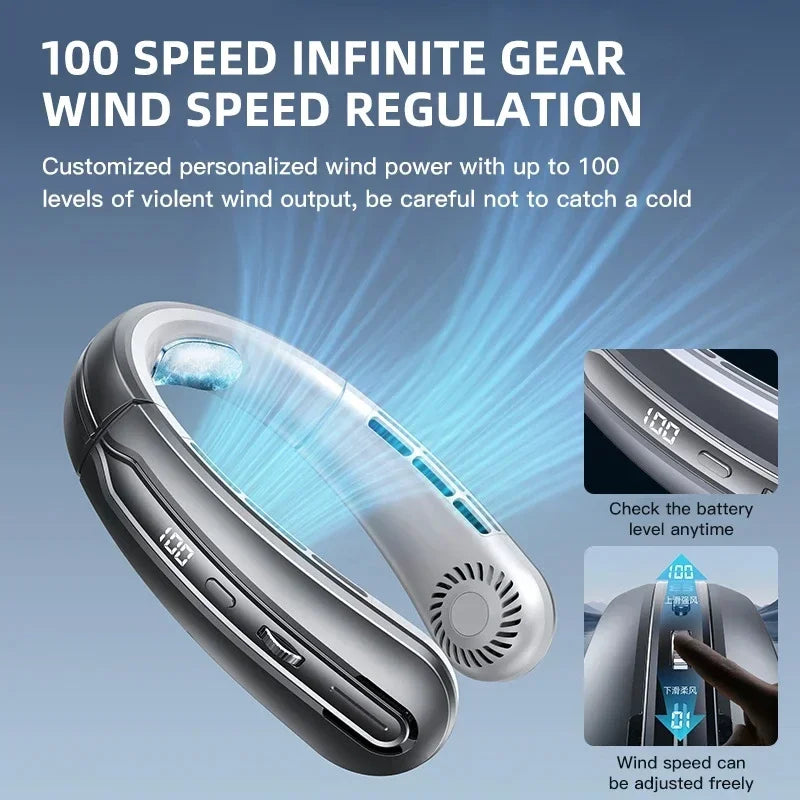 Portable wind generator with digital display on a blue background