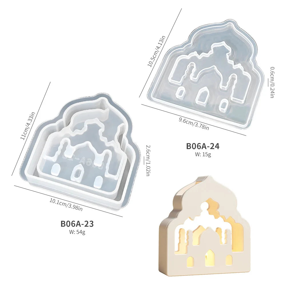 Three architectural-themed DIY mold cutter with measurements and weight details on a white background.