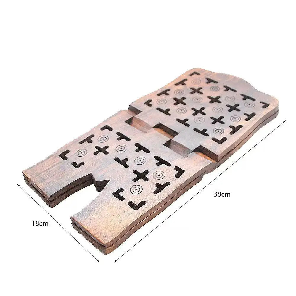 Islamic Wooden Quran Book Stand with X and O patterns on a white background
