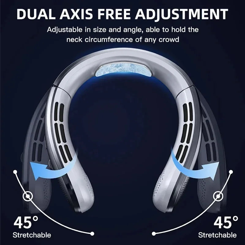 Neck support device with dual axis free adjustment feature on a dark background