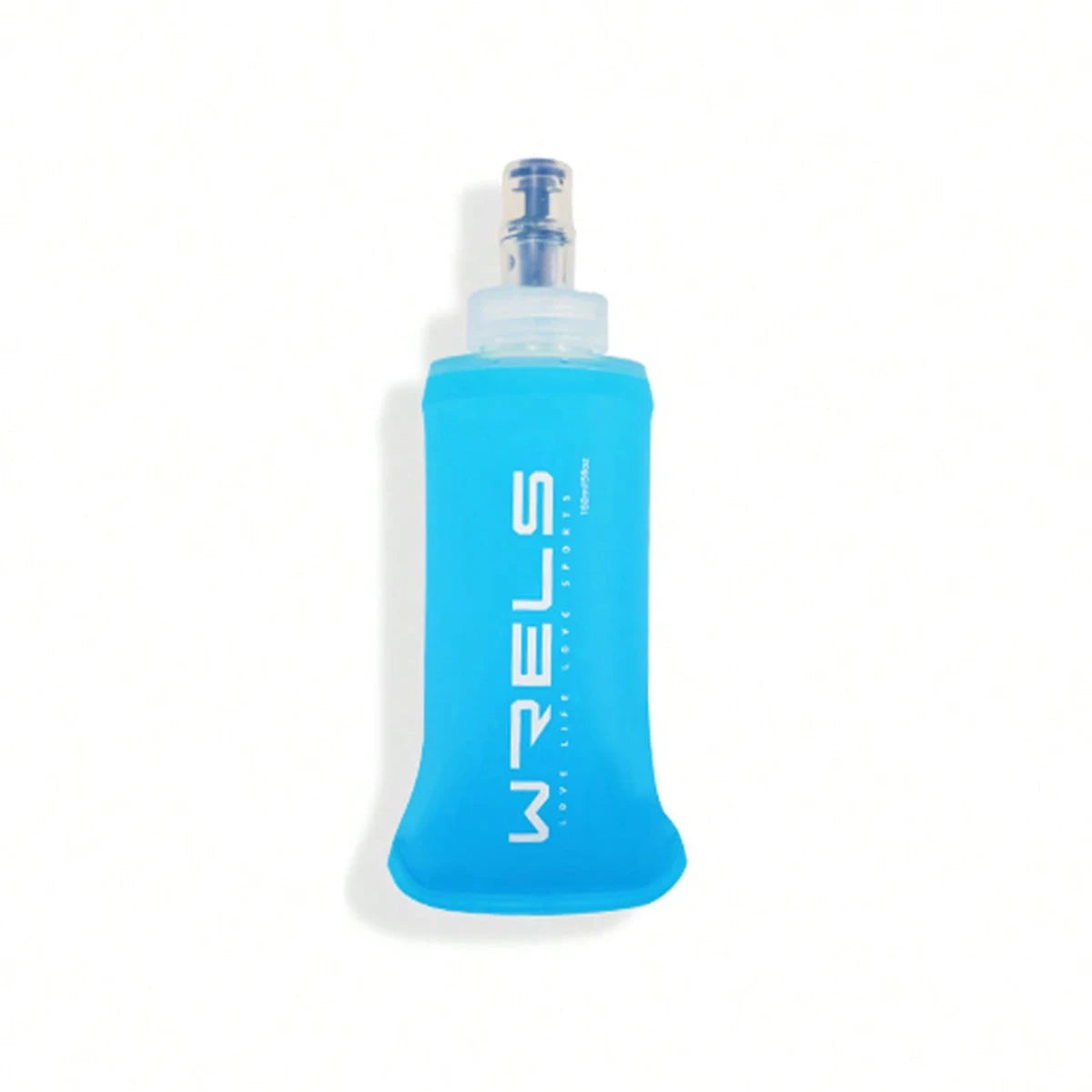 Blue WELS soft flask on a white background